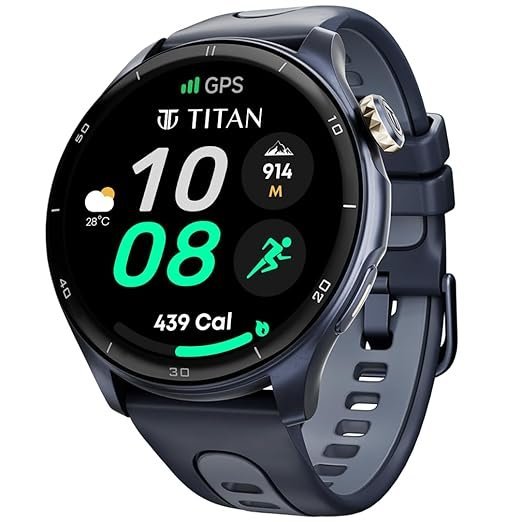 Titan Celestor Smartwatch: AMOLED Display, GPS, BT Calling, 7-Day Battery (Blue)