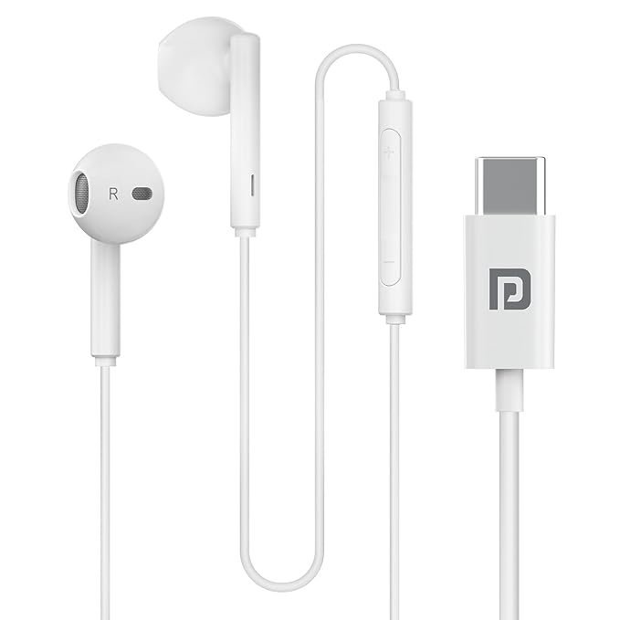 Portronics Conch Theta C Type C Wired Earphones with Mic - White