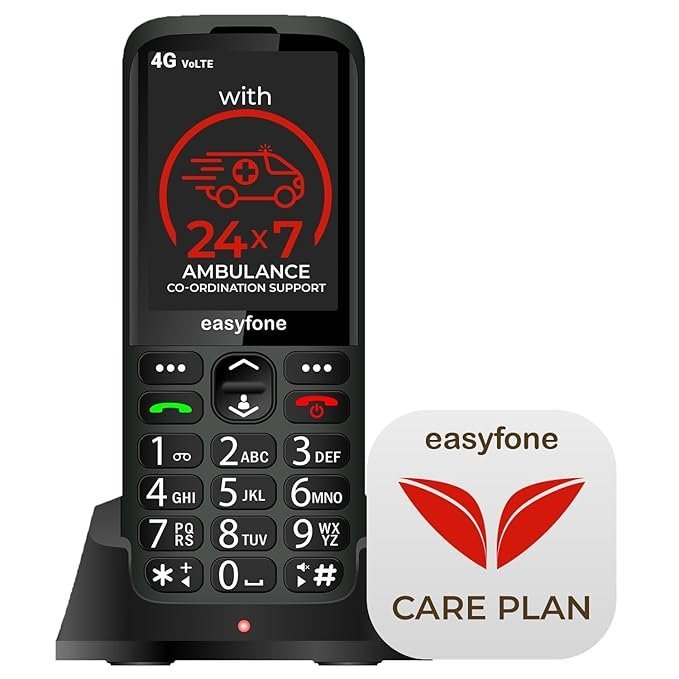 easyfone Elite 4G+ Senior Citizen Phone | Easy Setup & Ambulance Coordination