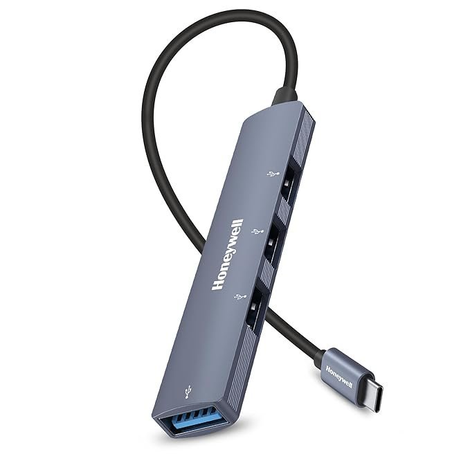 Honeywell 4-in-1 Type C Hub: Slim Multiport Adapter for Laptop/PC