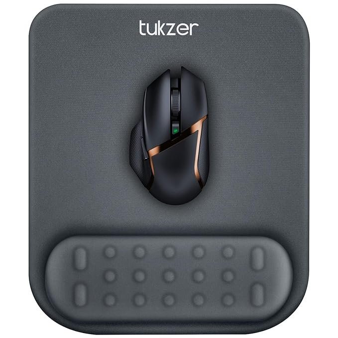 Tukzer Ergonomic Gel Mouse Pad with Memory Foam Wrist Support (Grey)
